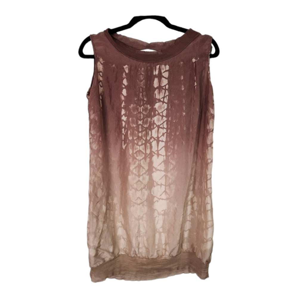Viviana Uchitel sleeveless silk artisan dyed earthy tone blouse size s/m